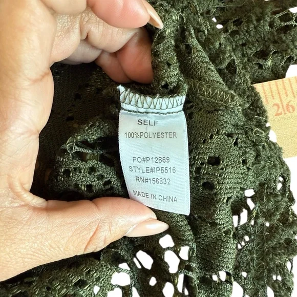 Bibi dark green oversized lace button-down shacket Size Large - Picture 4 of 6